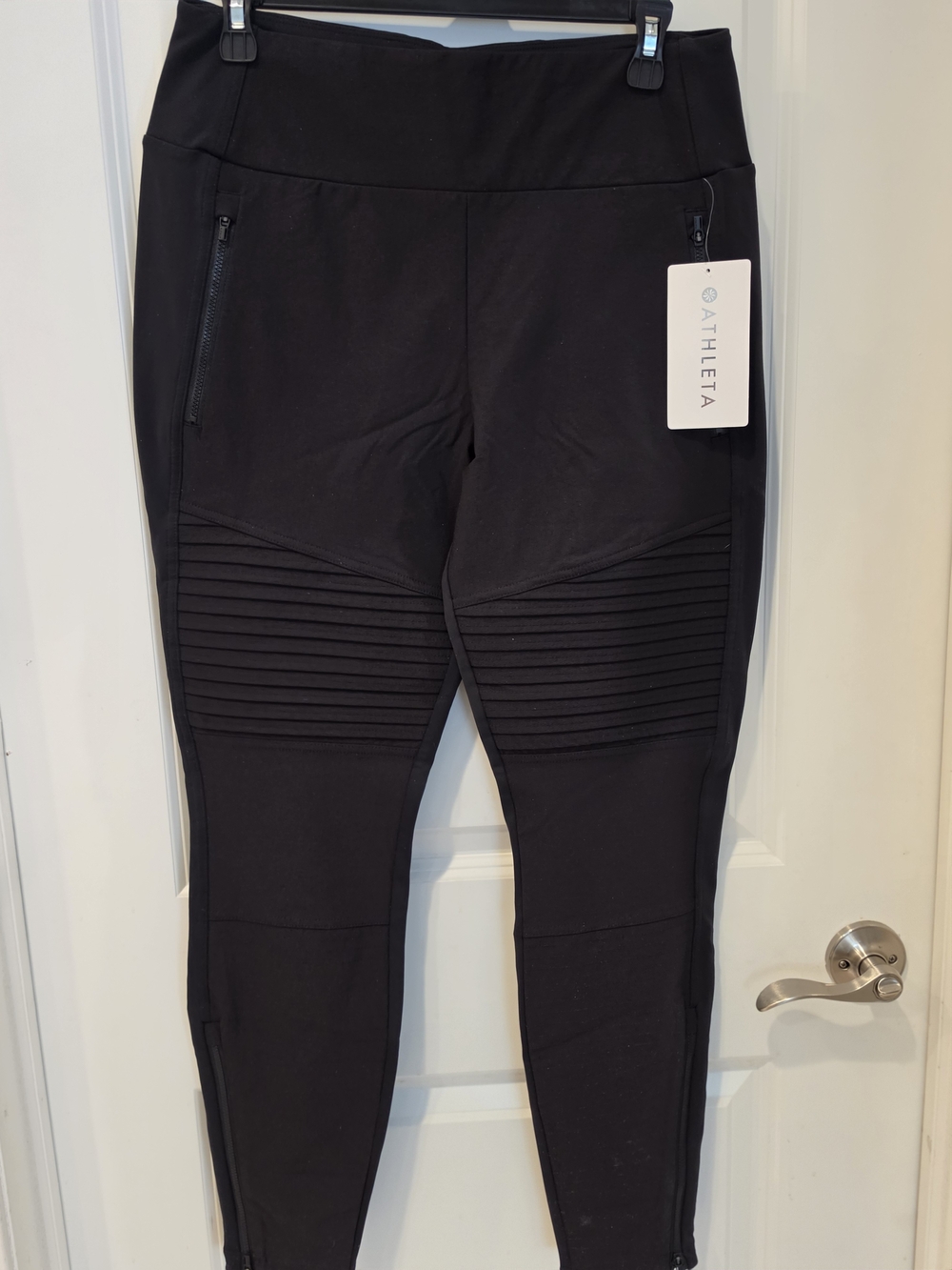 Athleta Black Moto-Detail Women's Leggings NEW with Tags Original Price $128